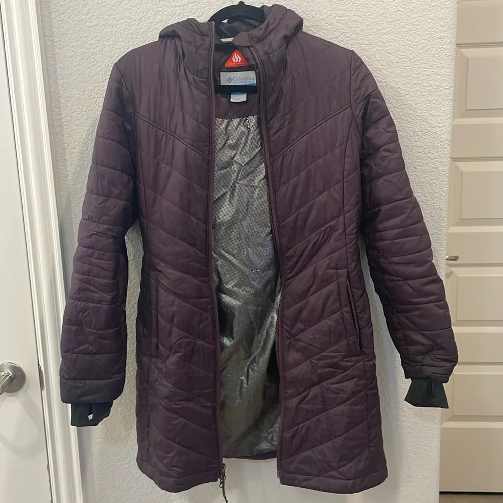 COLUMBIA Omni-Heat‎ Down Insulated Long Purple Puffer Jacket Size XS